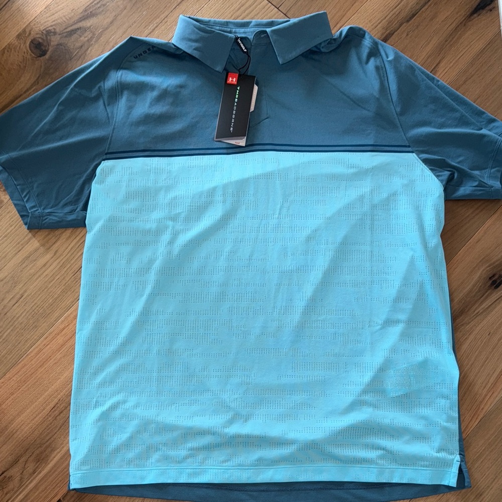 Under Armour Two-Tone Blue Polo Golf Shirt